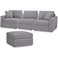 3-piece modular sectional with matching ottoman in granite performance fabric featuring contemporary styling and flexible seating configuration.