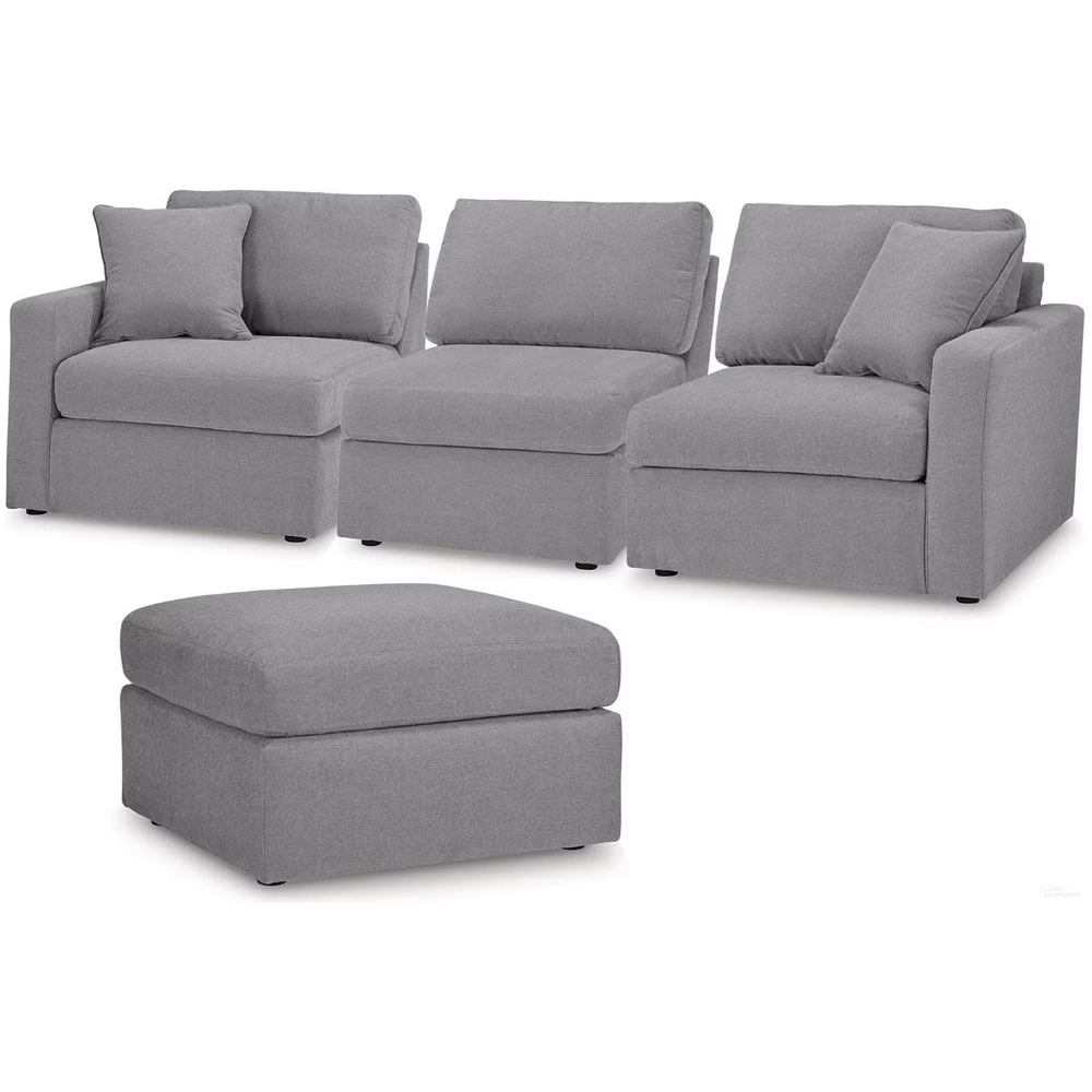 3-piece modular sectional with matching ottoman in granite performance fabric featuring contemporary styling and flexible seating configuration.